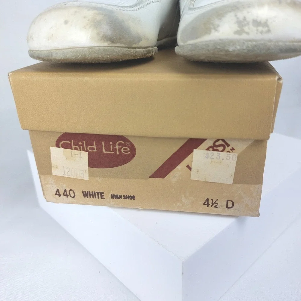 Vintage Child‎ Life Baby Shoes High Boot White Leather Walking  Size 3.5 D 440